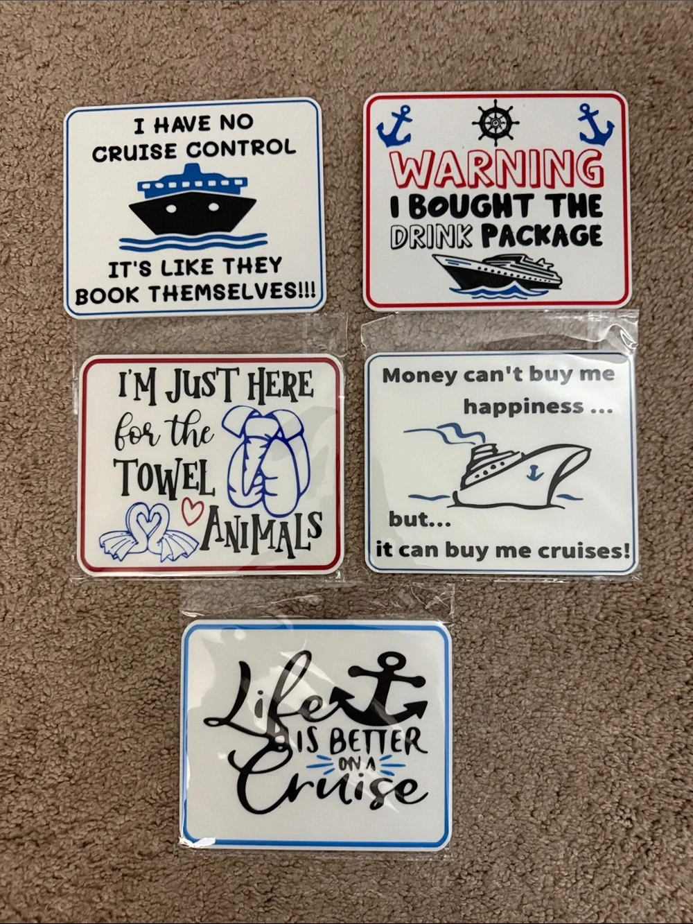 Set of 5 cruise signs
